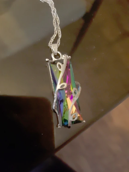 Reiki healing geometric rainbow pendant necklace hotsell