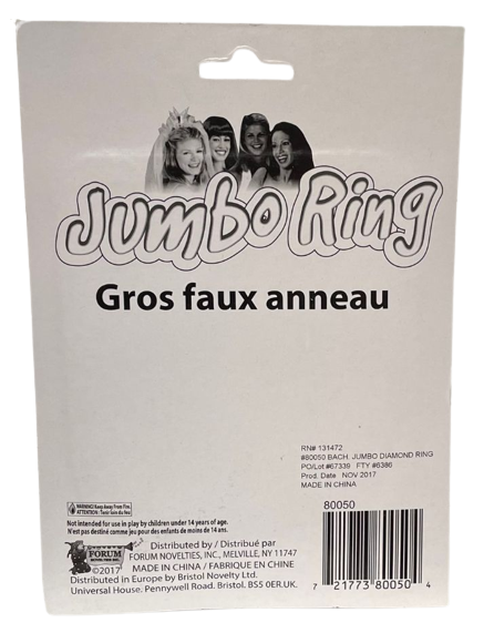 JUMBO DIAMOND RING Bachelorette Party Gag Gift Wedding Giant Fake Joke Napkin 