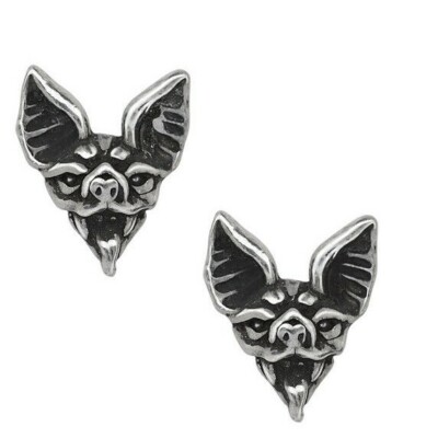 Alchemy Gothic Cauchemar Studs Bat Head Earrings Pair Surg Steel Posts E457 NWT