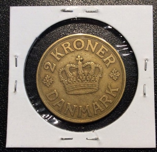 1924 Denmark 2 Kroner  RARE! VF+