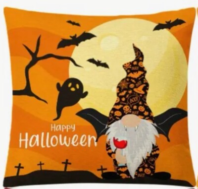 Wizard Vampire Ghosts Spooky Fun Fall Halloween Throw Pillow Cover Home Decor