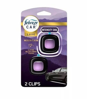 Febreze Air Freshener Car Vent Clips, Mountain (Alpine Wildflower Cedar), 2 Pack