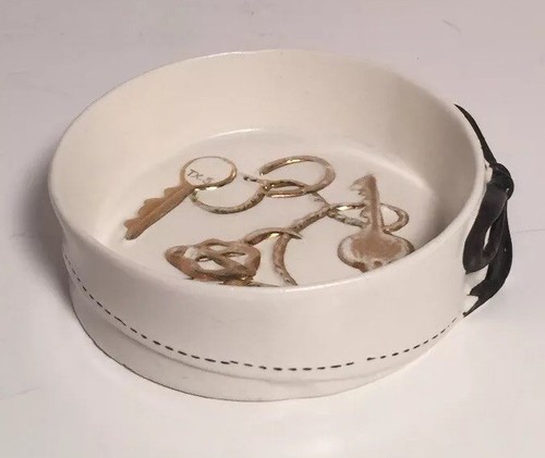 Vintage Ceramic Tux Bow Tie Trinket Tray Approximately 4.5” Diameter 1.5” Tall