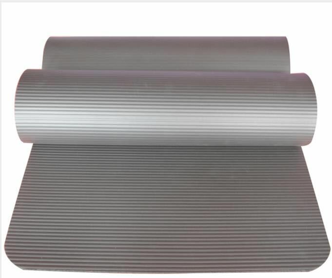 Gray All Purpose Exercise Mat Thick Non Slip Gym Yoga Pilates Fitness Bag Strap