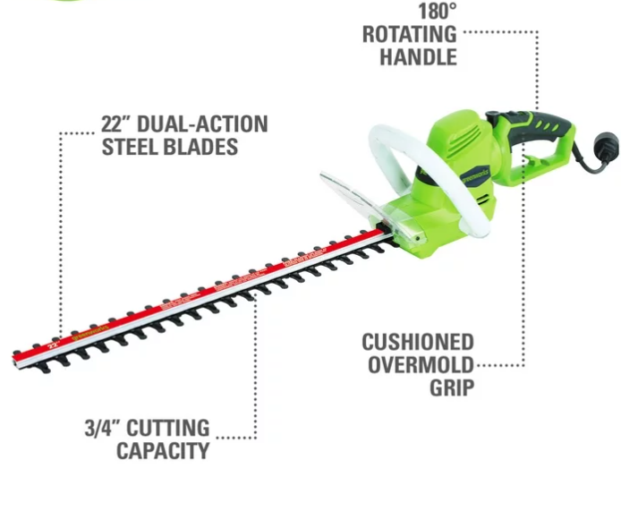 GreenWorks 22" Electric Hedge Trimmer 4.0 Amp Corded