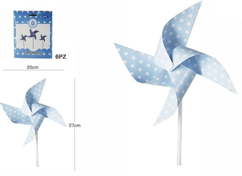 Set 6 Pezzi Girandole Azzurro Pois Carta Feste Compleanni Party dfh