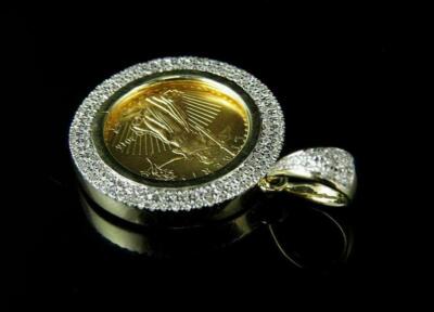 NSG 1.5CT D/VVS MOISSANITE ROUND STATUE OF LIBERTY COIN MEDALLION PENDANT 925 SILVER