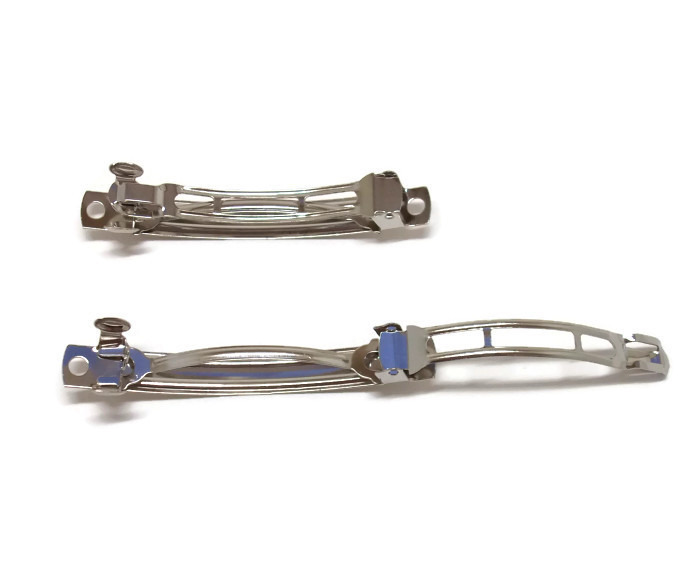 50 French Style Barrettes Hair Bow Metal Craft Clips Bulk Blank DIY 60mm 2 3/8