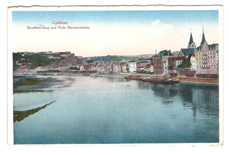 Cpa Coblenz Coblence, MoselmÃ¼Ndung Und Feste Ehrenbreistein, DatÃ©E De 1923