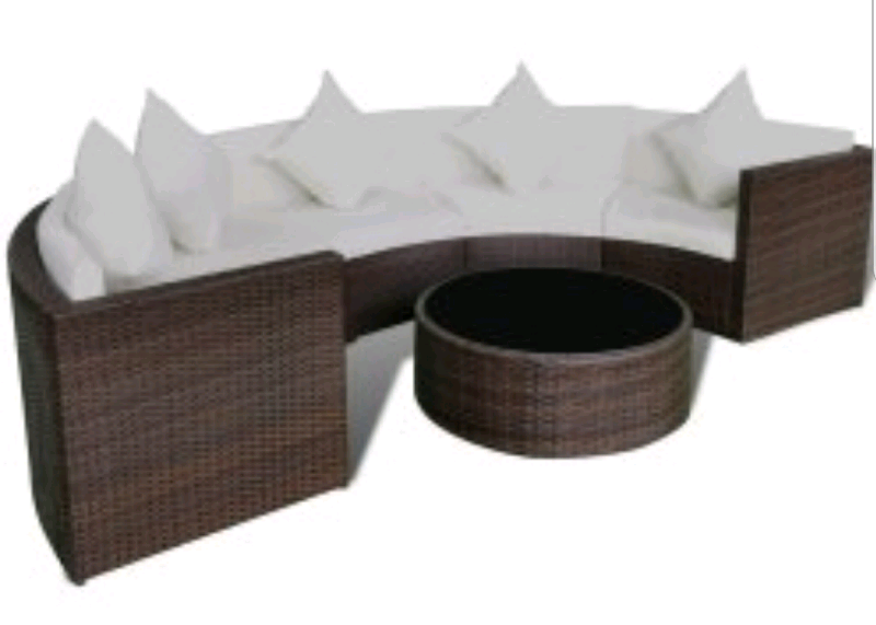 A new mixed half moon garden rattan sofa with coffee table. | in Stoke