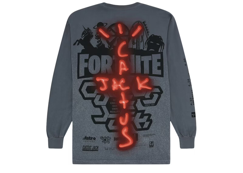 Tシャツ・カットソー Travis Scott Back Bling T-shirt Travis Scott Back Bling L/S T-Shirt Washed Grey Men's Medium