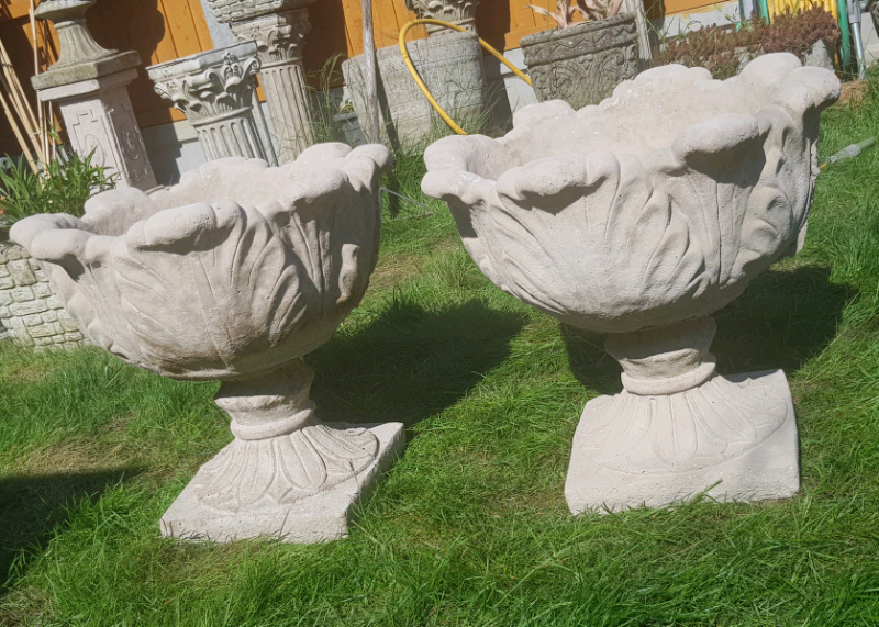 Large Concrete Tulip Urn Garden Planters X 2 New in Greenwich