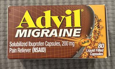 Advil Migraine 200mg Ibuprofen 80 Liquid Filled Capsules, Exp 5/2024 Pain Relief