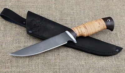 Knife Baikal steel X12MF handle birch bark