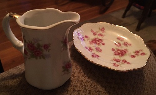 Royal Ann Minneapolis MN USA Creamer and Saucer Pink Rose Floral Gold Trim China