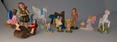 Fairy Garden Miniature Figurines Mixed Unicorns Fairies Pixie Fly Wing 11 Piece