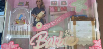Vintage and unopened Barbie Play All Day Nursery Giftset, Midge and baby