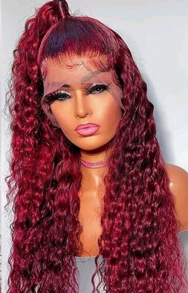 99j colored lace front human hair wigs deep wave 13x4 transparent glueless