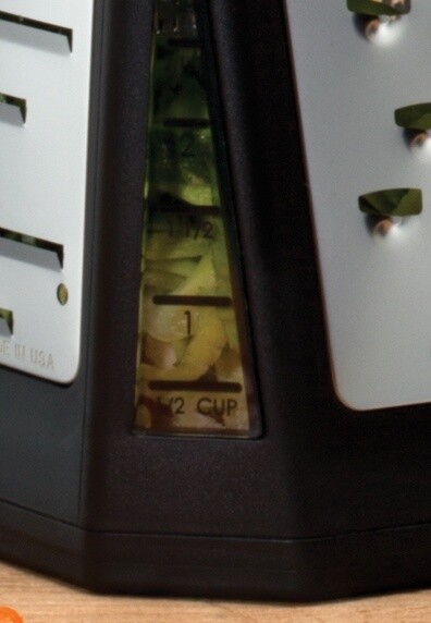 Microplane Elite Five Blade Four Sided Box Grater with Measuring Cup - Black