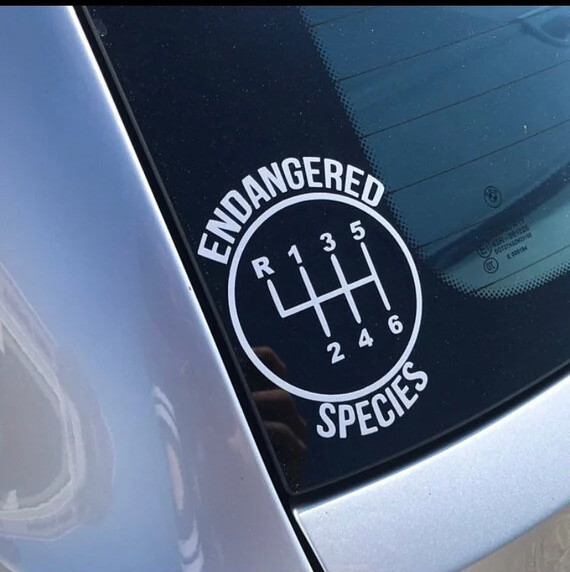 Endangered Species Save The Manuals Sticker Bumper Sticker Decal 5”