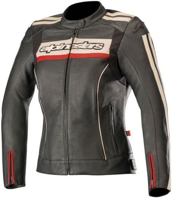 Alpinestars Women's Black/Red Stella Dyno v2 Leather Jacket Black | Red 44 54