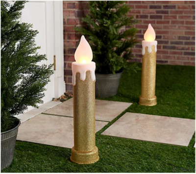 Mr. Christmas Indoor/Outdoor Set of (2) 24'' Glitter Blow Mold Candles