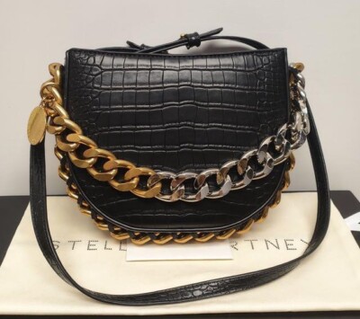 Stella McCartney Flame Small Shoulder Bag Diamond Cut Chain Black 2Tapes Outlet