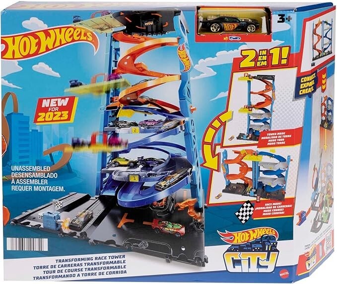 Hot Wheels HKX43 Transform Race Tower (1 Mini Car Playset