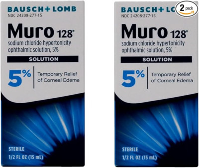 Bausch + Lomb Muro 128 Eye Drops Temporary Relief Corneal Edema .5 oz  2 Pk 9/26