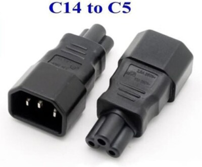 IEC 320 C14 to IEC 320 C5 Computer Power Cord Plug Adapter