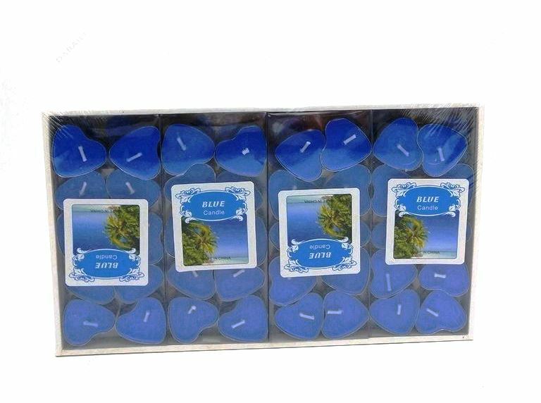 Set 120 Pezzi Candele Blu Forma Di Cuore Tealight Lumini bal
