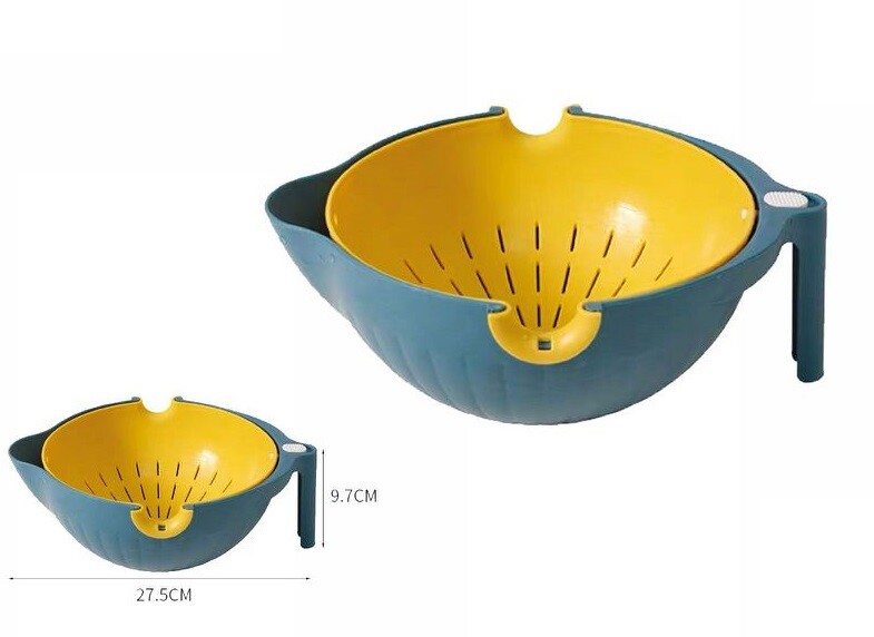 Cestello Cestino Doppio Lava Frutta Verdura Girevole Scolapasta Insalata dfh