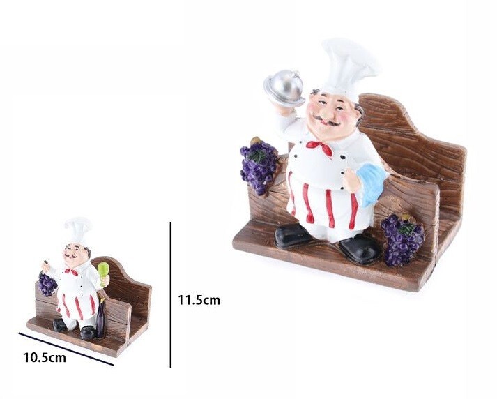 Porta Tovaglioli Con Statuina Cuoco Resina dfh