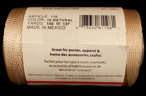 RED HEART No. 18 NYLON Crochet CRAFT Knitting BAGS Macrame 150 yds NATURAL #16