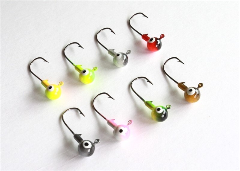 50 NEW 1/32 oz Round Jigheads Jigs Barb Twotone Seasky Fishing Lures
