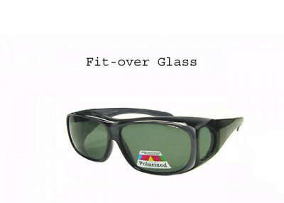 TAC POLARIZED FIT GLASSES OVER RX 63mm lens size glare block BLACK Large