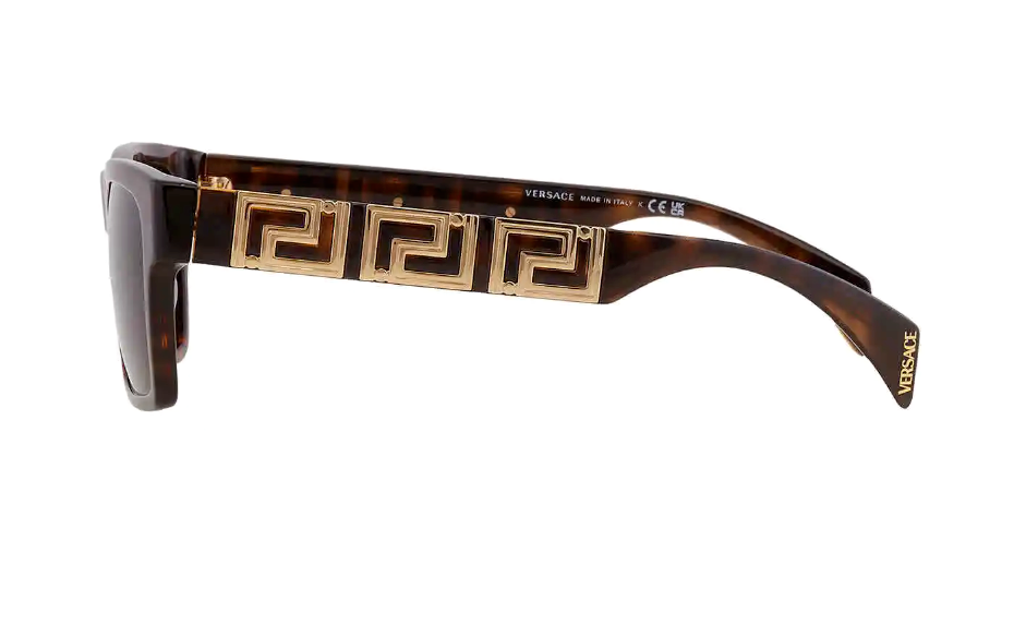 Pre-owned Versace Ve4445f 108/87 Havana/dark Grey Rectangular Men's Sunglasses In Gray
