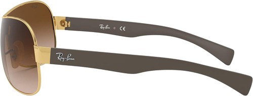 Pre-owned Ray Ban Ray-ban Rb3471 Shield Sunglasses Gold/brown Gradient Dark Brown