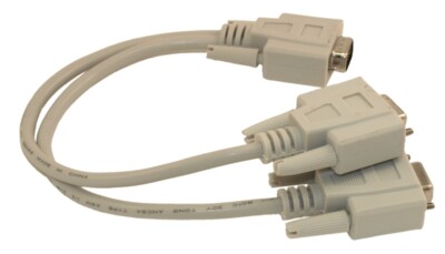 VGA Video Splitter Cable  8inch 15 Pin Male to 15 Pin Female  Beige