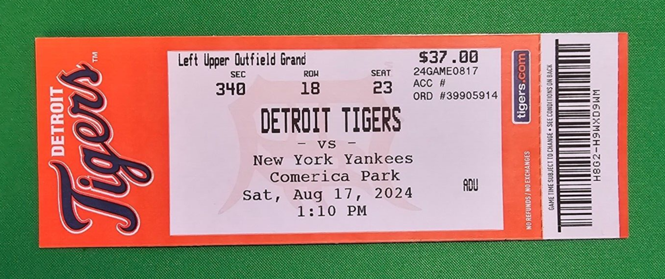 【激レア・直筆サイン入り】土曜日の実験室 Jace Jung MLB FIRST HIT DETROIT TIGERS Ticket Stub 08/17/24
