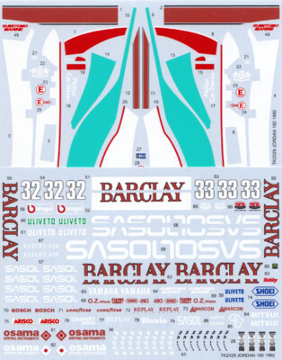 Studio 27 1/20 Jordan 192 British GP 1992 Spare Decal from