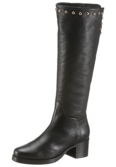 Pre-owned Tommy Hilfiger Damen Hohe Stiefel Round Stud Long Boot Leder Schwarz Leather