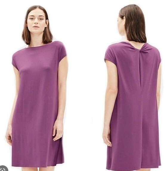 

EILEEN FISHER Смородина Фиолетовое вискозное платье прямого кроя стрейч  = 10/12, Фиолетовый