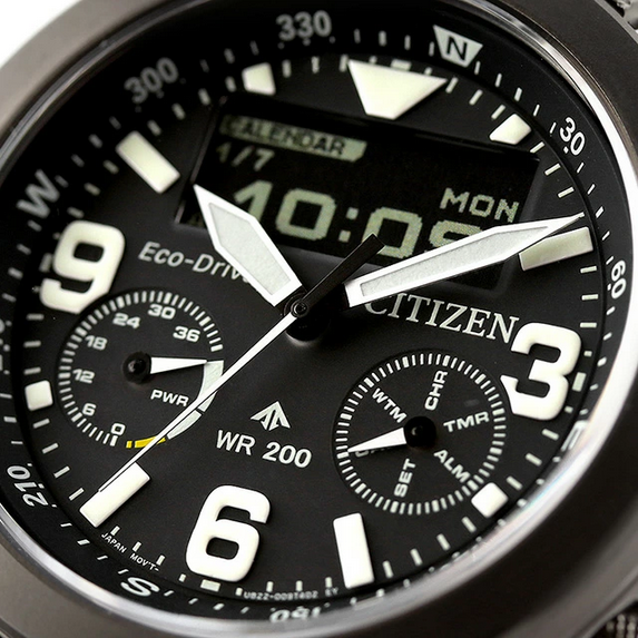 Pre-owned Citizen Promaster World Time Sapphire Black Dial Alarm Men's Watch Jv1007-07e