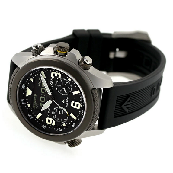 Pre-owned Citizen Promaster World Time Sapphire Black Dial Alarm Men's Watch Jv1007-07e