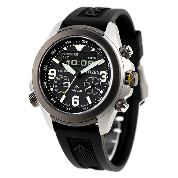 Pre-owned Citizen Promaster World Time Sapphire Black Dial Alarm Men's Watch Jv1007-07e
