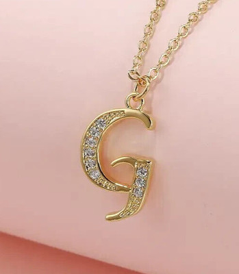 1Ct Round Lab Created Diamond Initial ''G'' Letter Pendant 14K Yellow Gold Plated