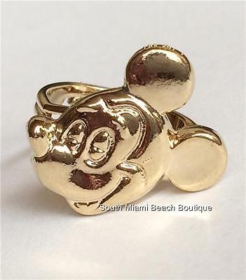Vintage Disney Mickey Mouse Ring Gold Plated Size 5 6 7 Disneyana Adjustable