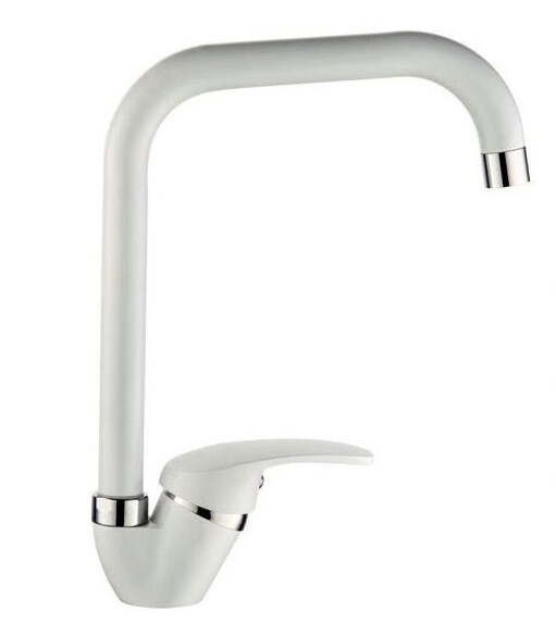 Cucina Miscelatore Rubinetto Lavello Monocomando Colore Bianco Squadrato dfh