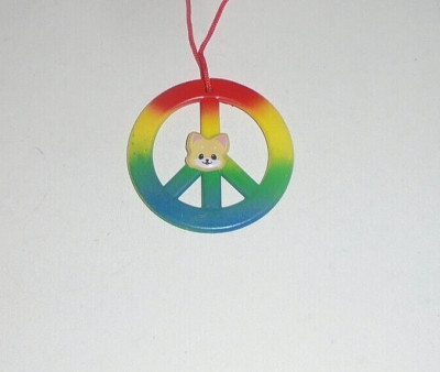 love My Cat Kitty Peace Sign Rainbow Hippie Concert Dance Pendant Necklace MEOW